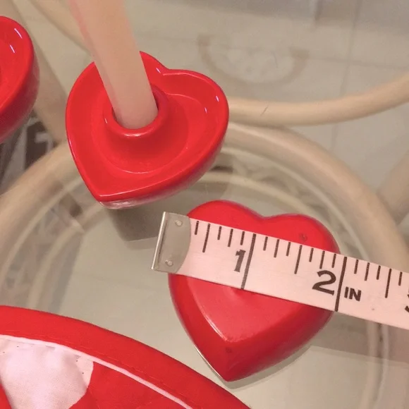 💕SET/4 CERAMIC HEART CANDLE HOLDERS + 4 CANDLES - Picture 4 of 10